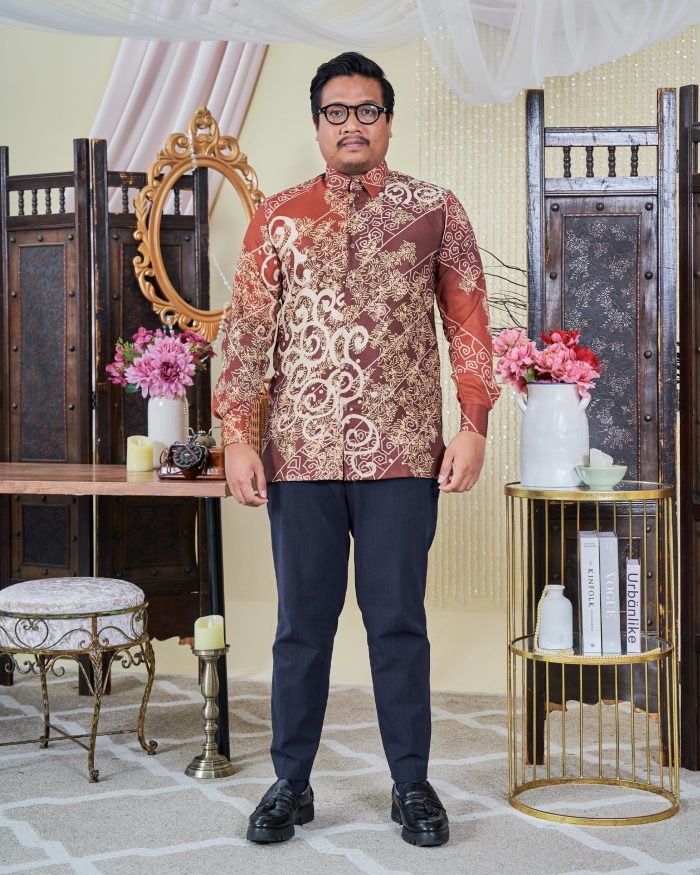 Baju Kemeja Batik Sultan 9.0 - Takzim Burnt Red