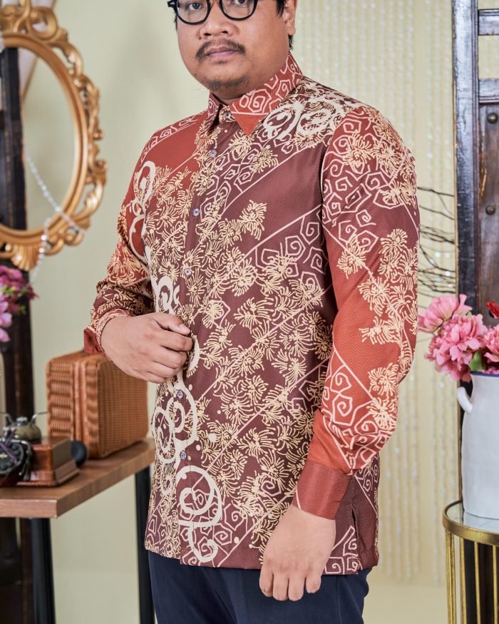 Baju Kemeja Batik Sultan 9.0 - Takzim Burnt Red - Image 2