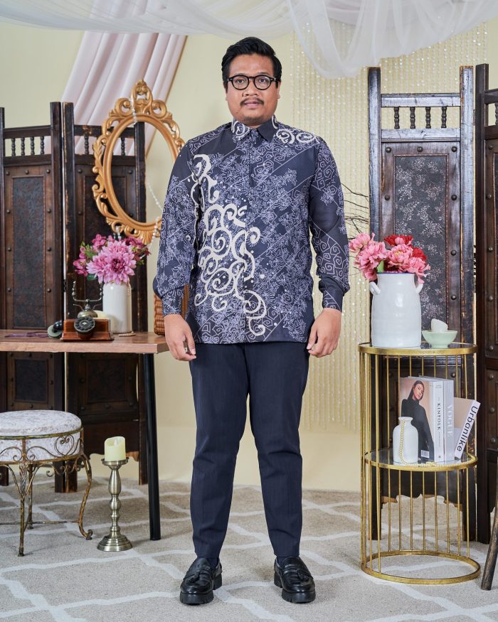 Baju Kemeja Batik Sultan 9.0 - Takzim Greyish Grey