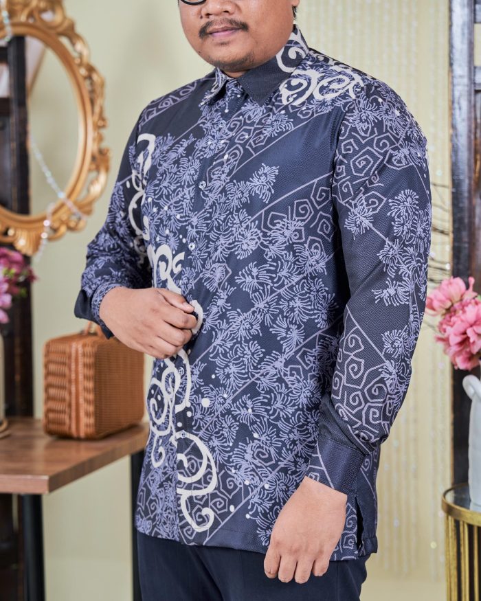 Baju Kemeja Batik Sultan 9.0 - Takzim Greyish Grey - Image 2