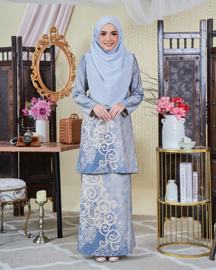 Baju Kurung Moden Batik Sultanah 9.0 - Takzim Sky Blue