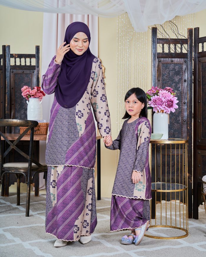 Baju Kurung Moden Batik Sultanah 9.0 - Wardina Amethyst Purple - Image 4