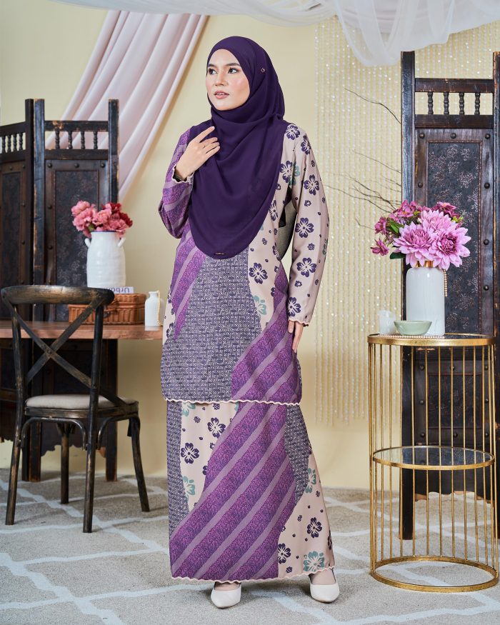 Baju Kurung Moden Batik Sultanah 9.0 - Wardina Amethyst Purple