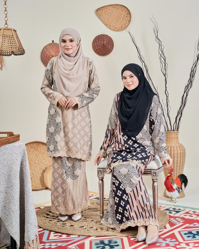 Baju Kurung Moden Batik Sulam Sultanah 10.0 – Anggun Khaki Brown - Image 4