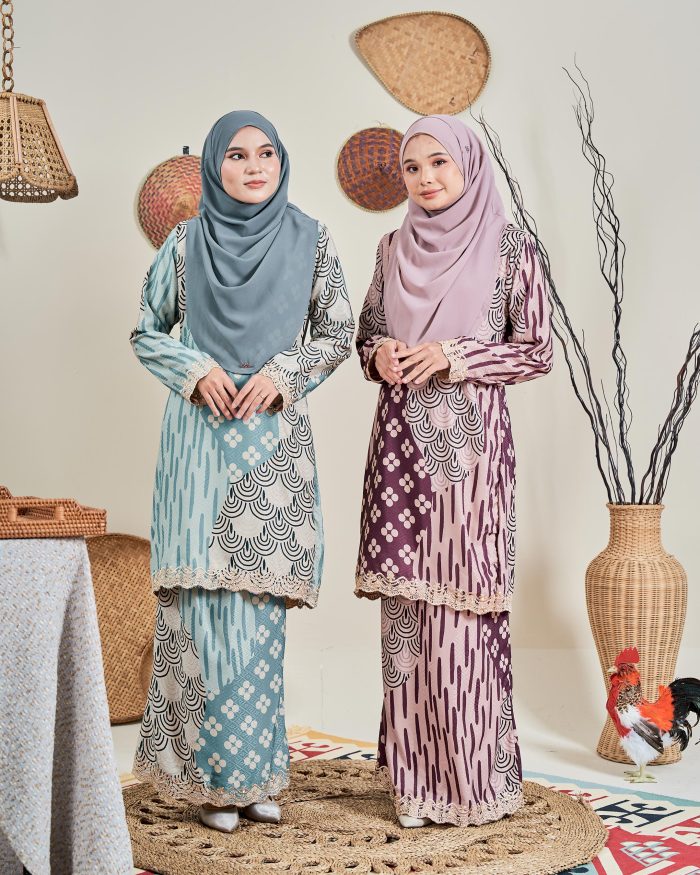 Baju Kurung Moden Batik Sulam Sultanah 10.0 – Anggun Aqua Lake - Image 6