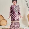 Baju Kurung Moden Batik Sulam Sultanah Kids 10.0 – Anggun Plum Purple - Image 3