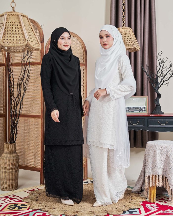 Baju Kurung Lace Donna - Matte Black - Image 6