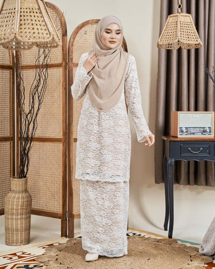 Baju Kurung Lace Donna - Creamy Brown - Image 3