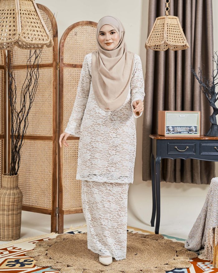 Baju Kurung Lace Donna - Creamy Brown - Image 2