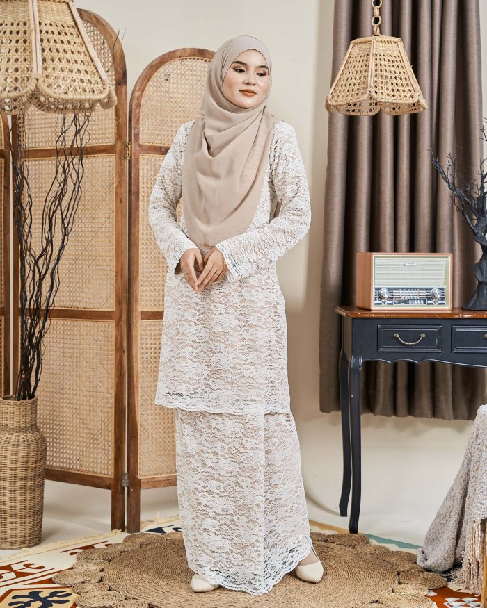 Baju Kurung Lace Donna - Creamy Brown