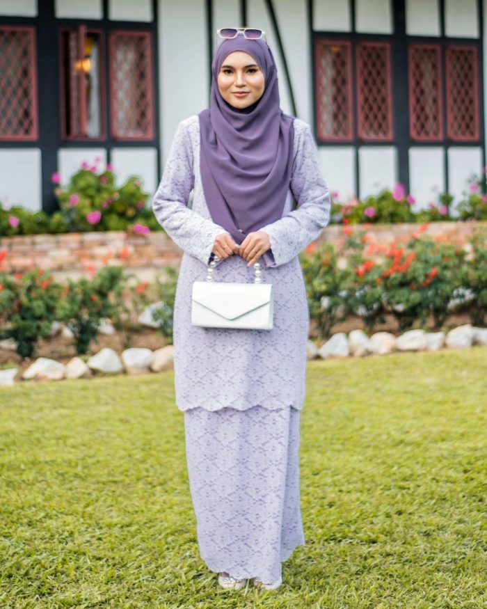 Baju Kurung Lace Donna - Lilac Purple