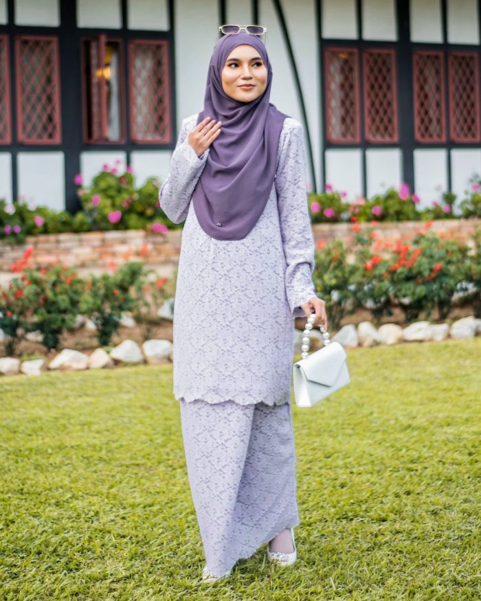 Baju Kurung Lace Donna - Lilac Purple - Image 3