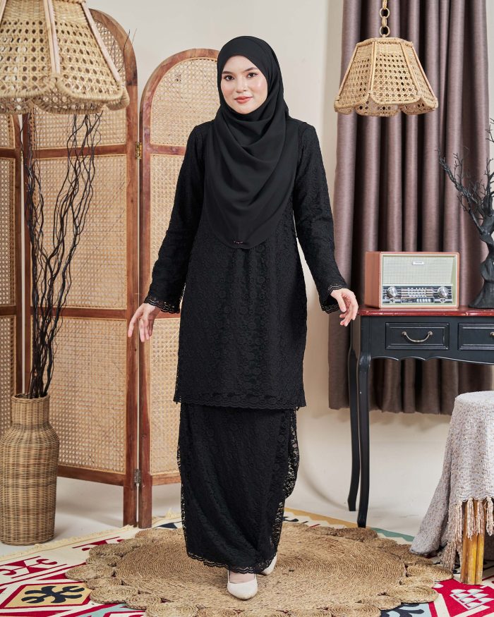 Baju Kurung Lace Donna - Matte Black