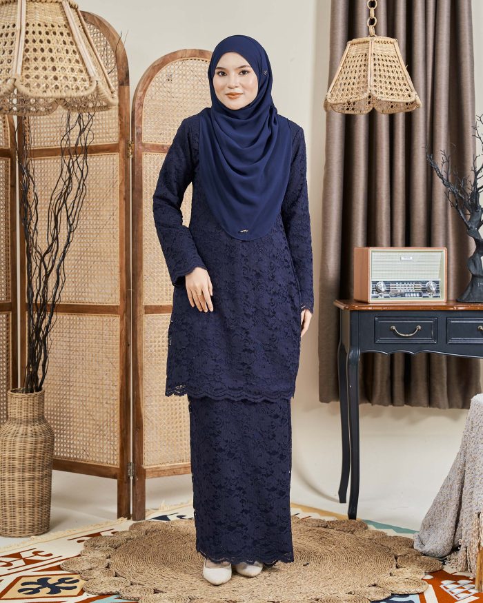 Baju Kurung Lace Donna - Navy Blue