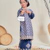 Baju Kurung Moden Batik Sulam Sultanah 10.0 Kids - Kartika Spruce Blue - Image 2