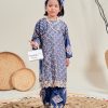 Baju Kurung Moden Batik Sulam Sultanah 10.0 Kids - Kartika Spruce Blue - Image 3