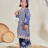 Baju Kurung Moden Batik Sulam Sultanah 10.0 Kids - Kartika Spruce Blue