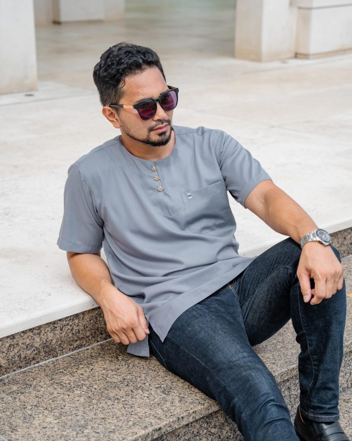 Kurta Saufi Hombre X Luvla - Silver Grey - Image 6