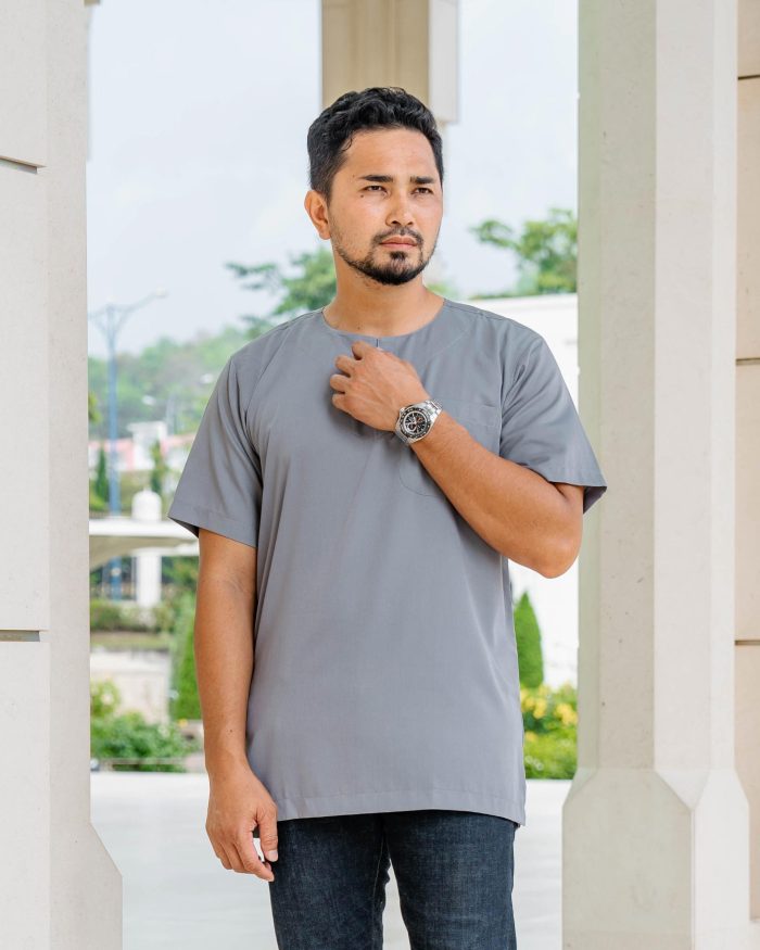Kurta Saufi Hombre X Luvla - Silver Grey - Image 3