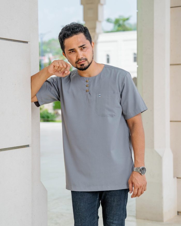 Kurta Saufi Hombre X Luvla - Silver Grey - Image 5