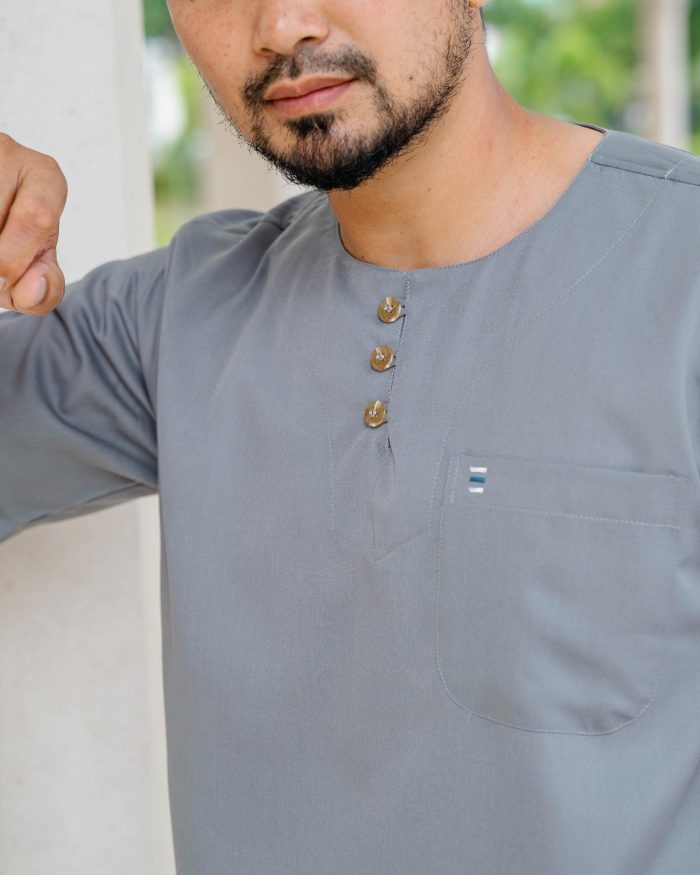 Kurta Saufi Hombre X Luvla - Silver Grey - Image 2
