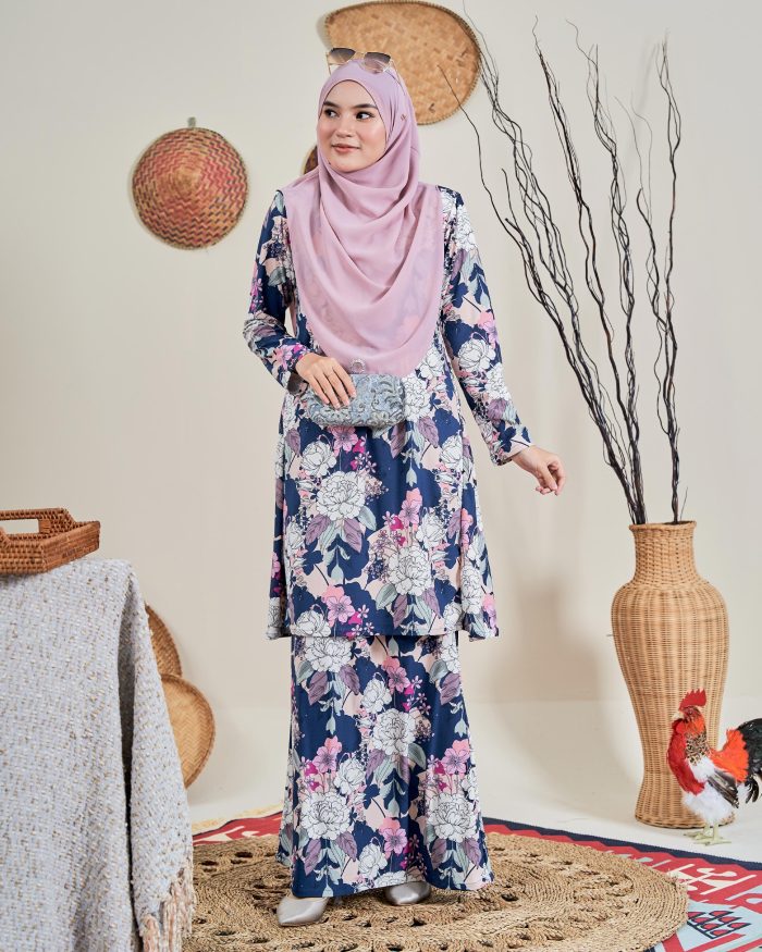 Baju Kurung Pahang Laura 12.0 - Pimpernel Blue - Image 2