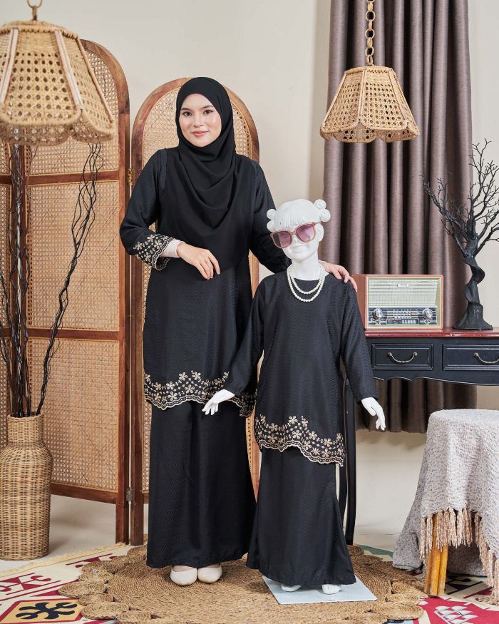 Baju Kurung Moden Sulam Sultanah 10.0 - Murni Black - Image 3