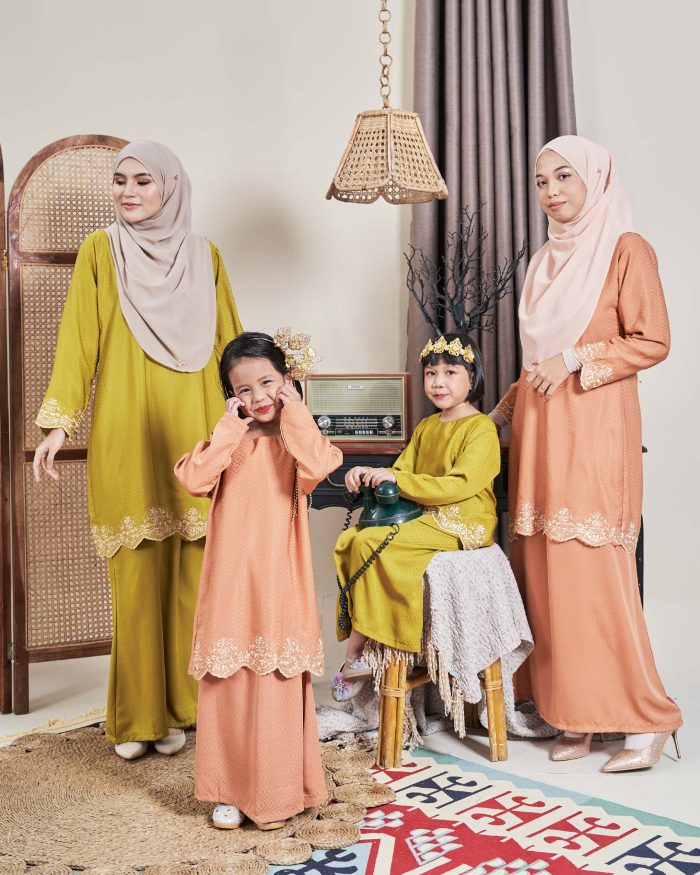 Baju Kurung Moden Sulam Sultanah Kids 10.0 - Murni Lemonade - Image 5