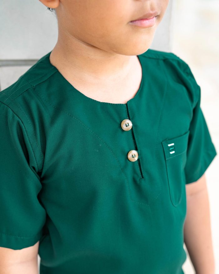 Kurta Saufi Kids Hombre X Luvla - Emerald Green - Image 2