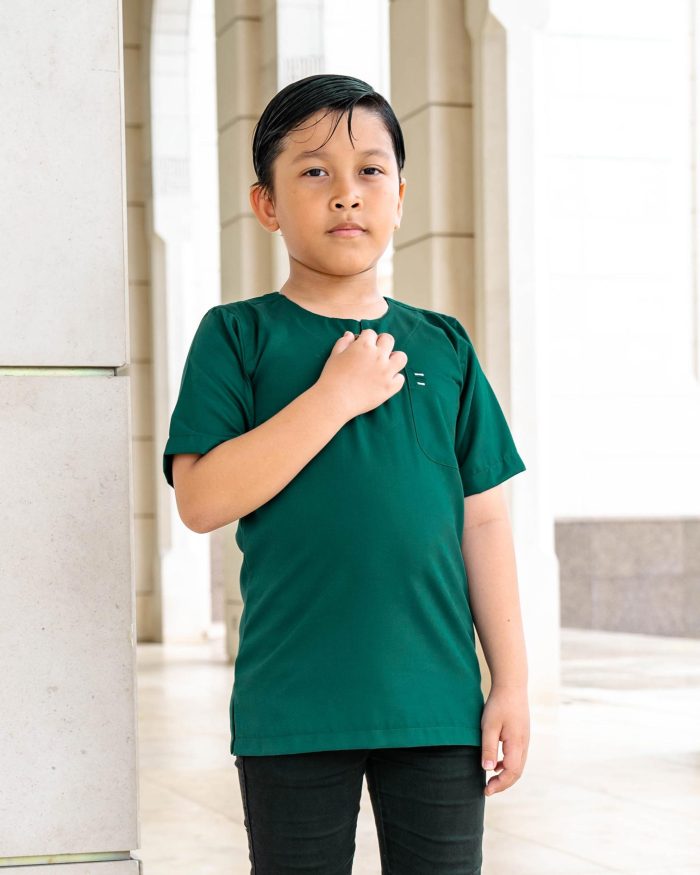 Kurta Saufi Kids Hombre X Luvla - Emerald Green - Image 3