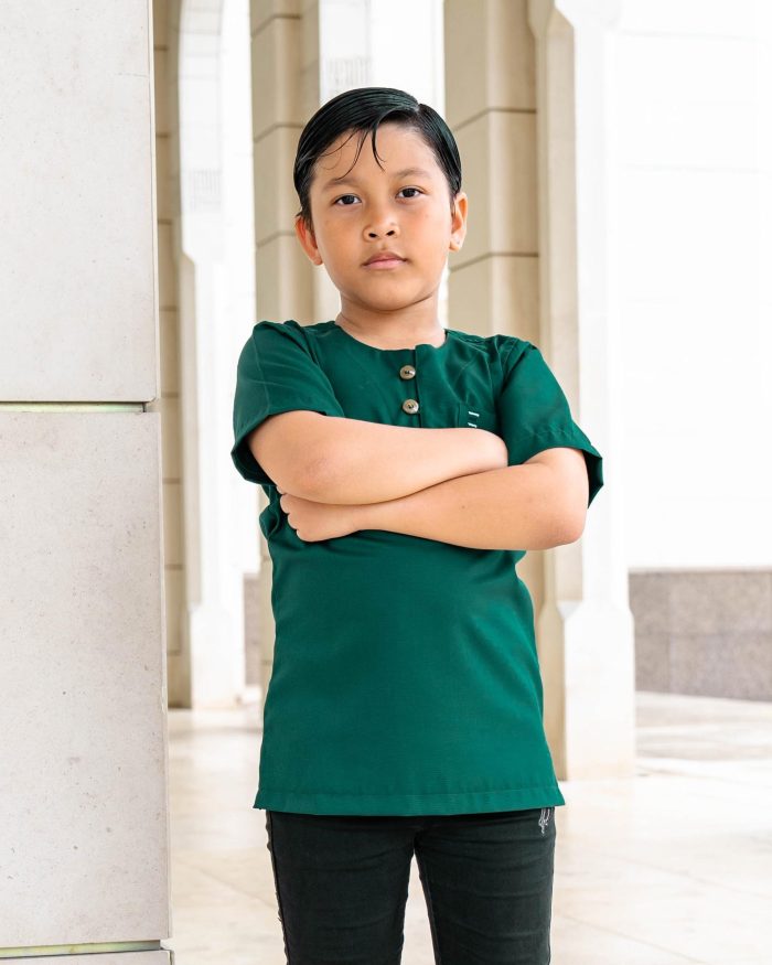 Kurta Saufi Kids Hombre X Luvla - Emerald Green - Image 4