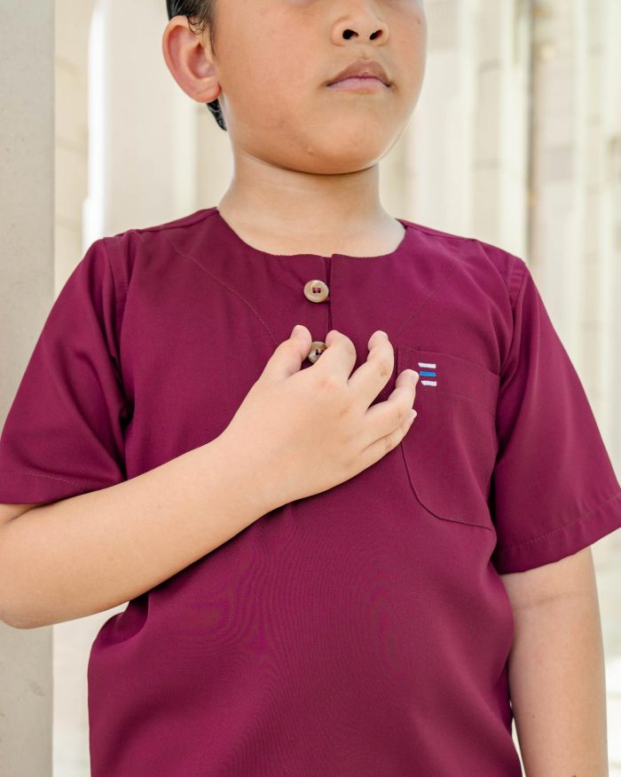 Kurta Saufi Kids Hombre X Luvla - Maroon - Image 2