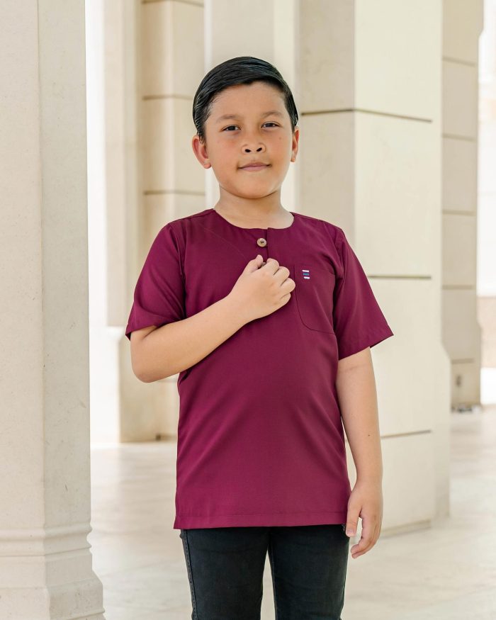 Kurta Saufi Kids Hombre X Luvla - Maroon - Image 3