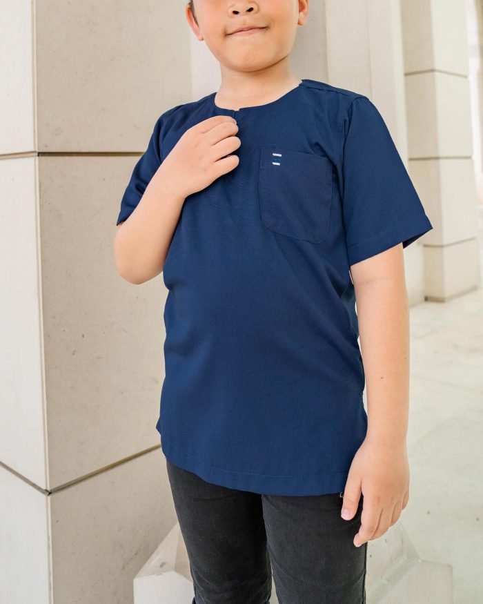 Kurta Saufi Kids Hombre X Luvla - Navy Blue - Image 3