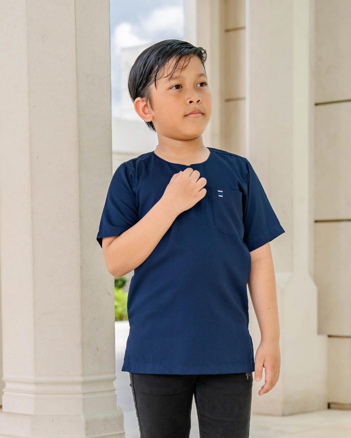 Kurta Saufi Kids Hombre X Luvla - Navy Blue - Image 4