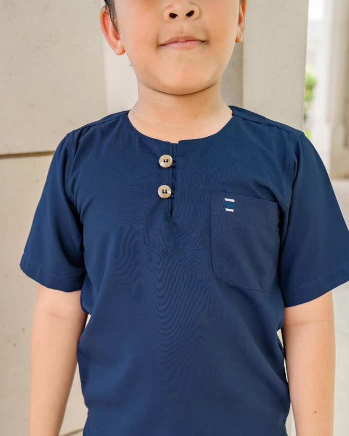 Kurta Saufi Kids Hombre X Luvla - Navy Blue - Image 2