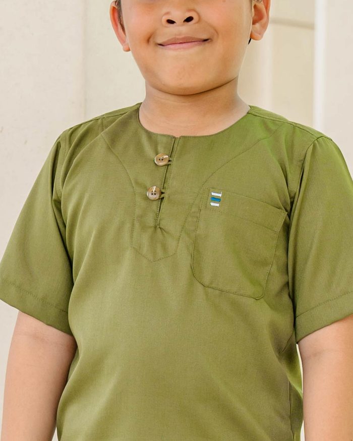 Kurta Saufi Kids Hombre X Luvla - Olive Green - Image 2