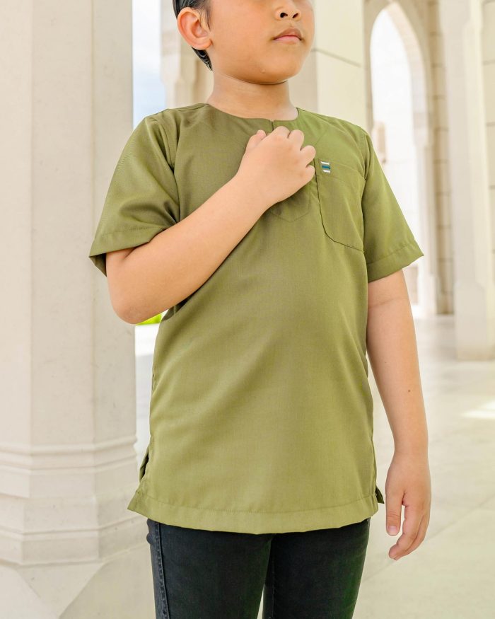 Kurta Saufi Kids Hombre X Luvla - Olive Green - Image 4