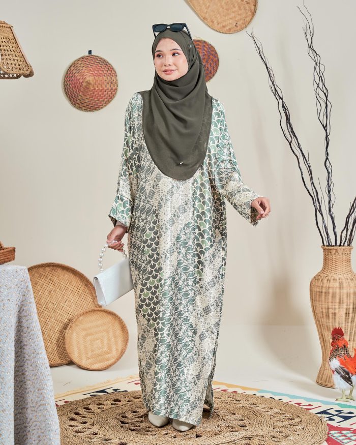 Kaftan Batik Sultanah – Zahra Olive Green