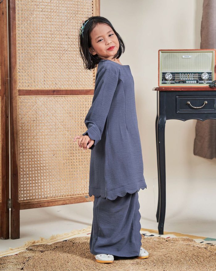 Baju Kurung Jelita Kids - Anchor Grey - Image 2