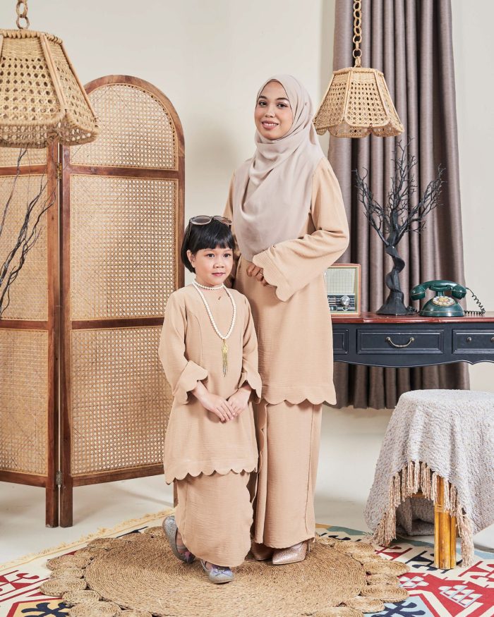 Baju Kurung Jelita Kids - Beige Wheat - Image 5