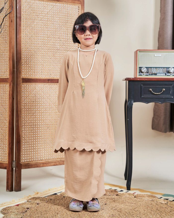 Baju Kurung Jelita Kids - Beige Wheat