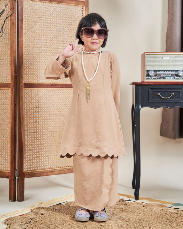 Baju Kurung Jelita Kids - Beige Wheat - Image 2