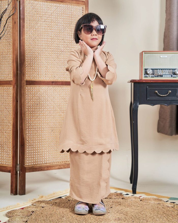 Baju Kurung Jelita Kids - Beige Wheat - Image 3