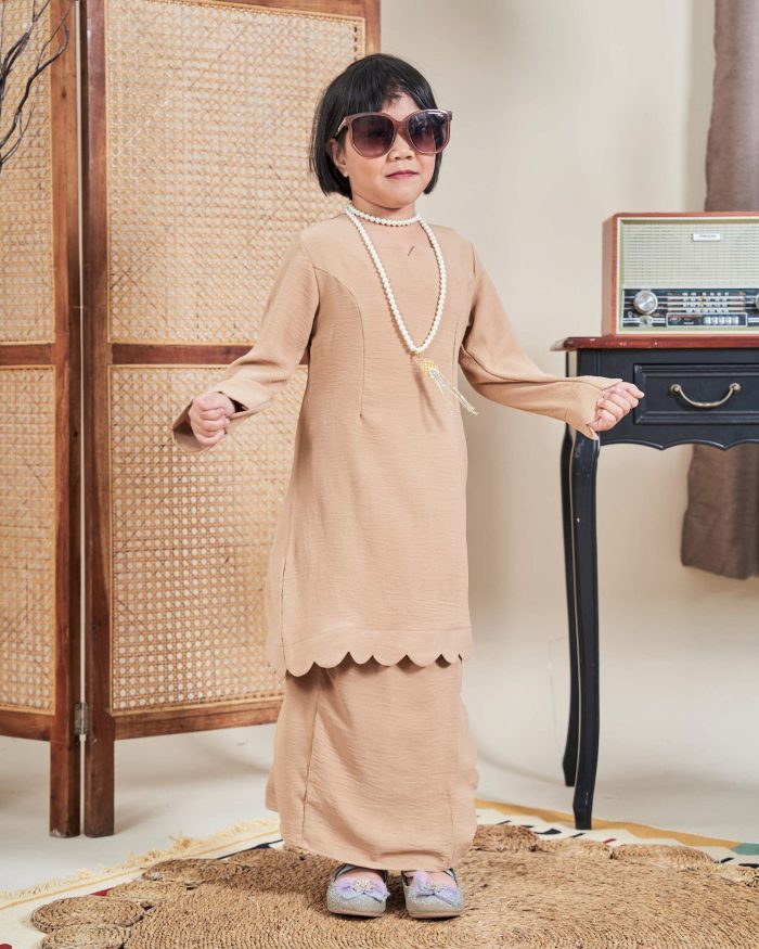 Baju Kurung Jelita Kids - Beige Wheat - Image 4