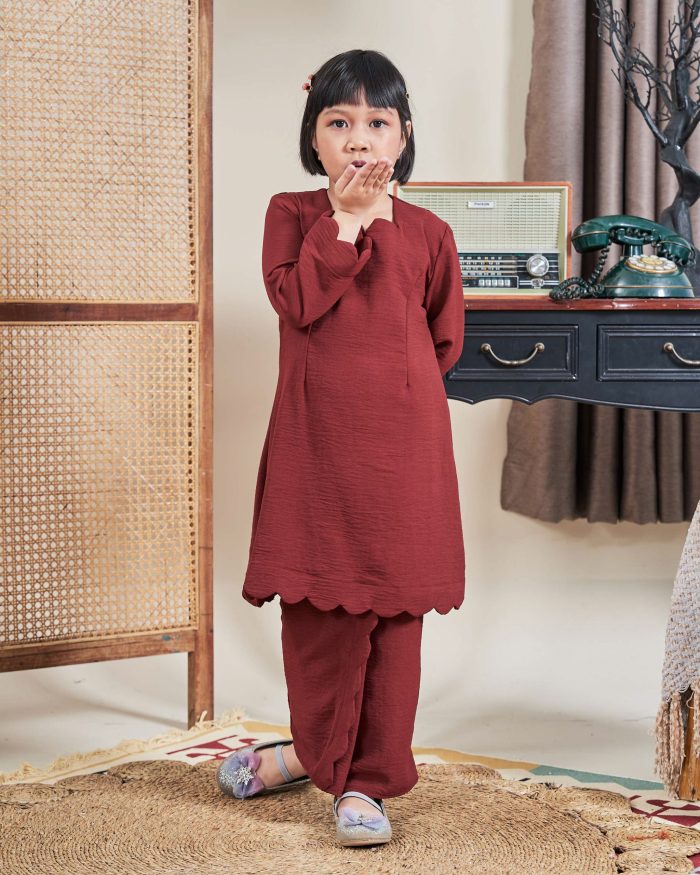Baju Kurung Jelita Kids - Brick Red - Image 6