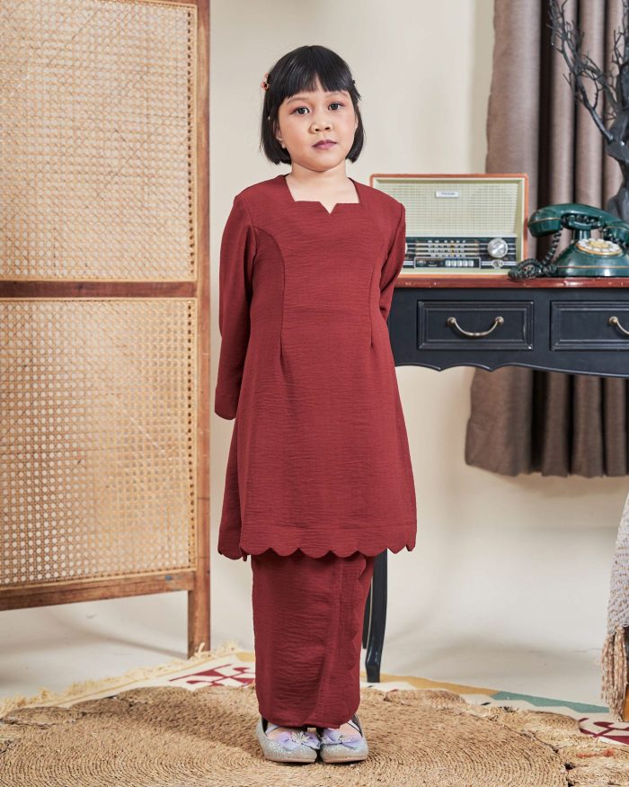 Baju Kurung Jelita Kids - Brick Red - Image 2