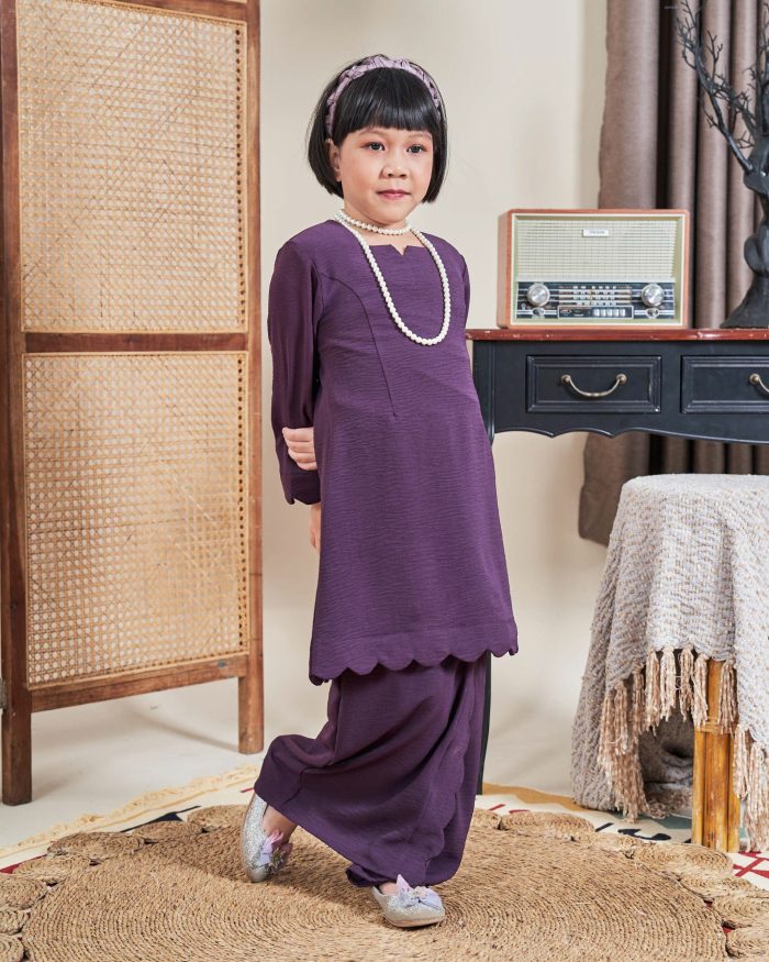 Baju Kurung Jelita Kids - Deep Violet - Image 4