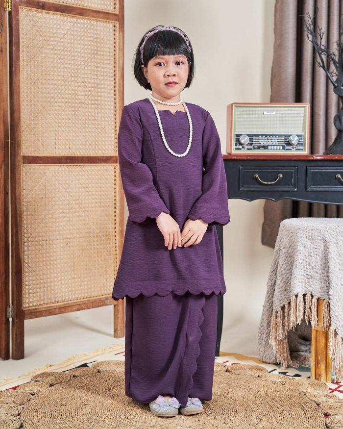 Baju Kurung Jelita Kids - Deep Violet - Image 2