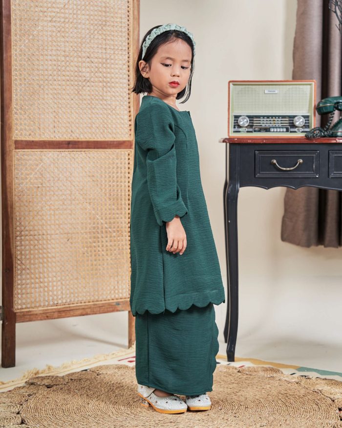 Baju Kurung Jelita Kids - Emerald Green - Image 2